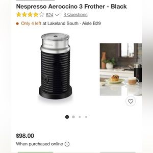 Nespresso Aeroccino 3 Frother